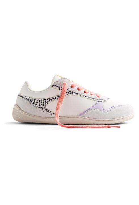 Gioseppo, Pantofi sport din piele cu insertii din piele intoarsa si model animal print, Alb murdar