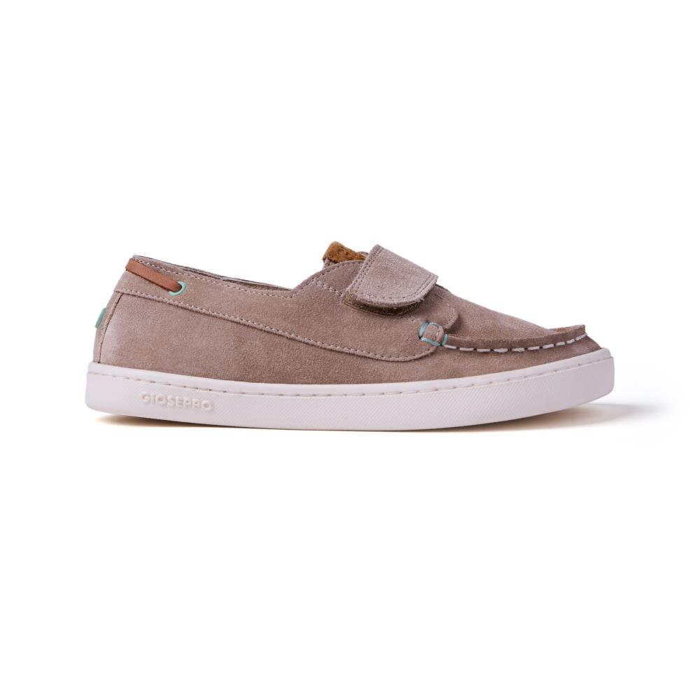 Gioseppo, Mocasini din piele intoarsa cu segment cu inchidere velcro Panabo, Bej inchis, 33 EU