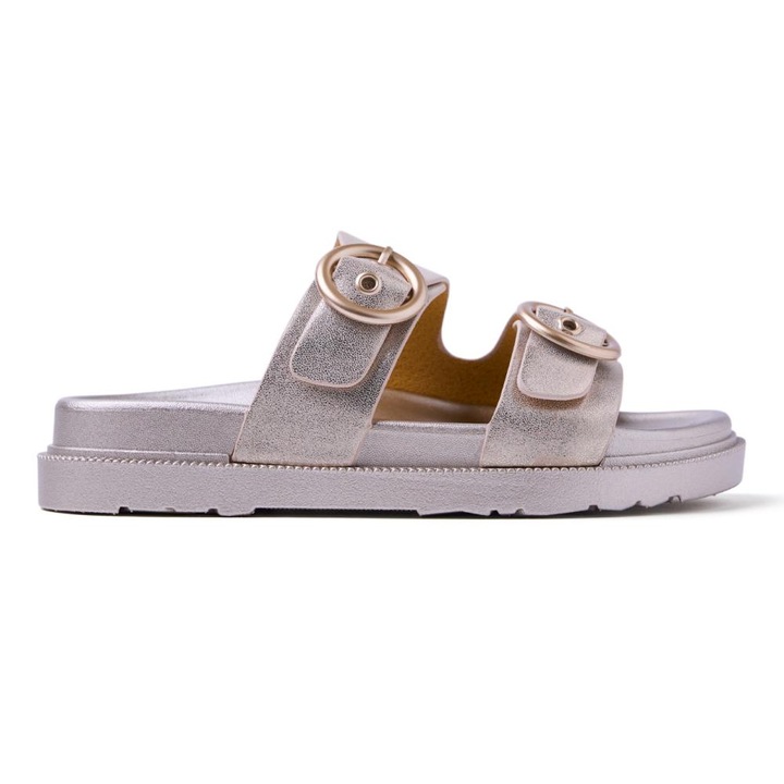 Gioseppo, Papuci din piele ecologica cu catarama Baudette, Auriu