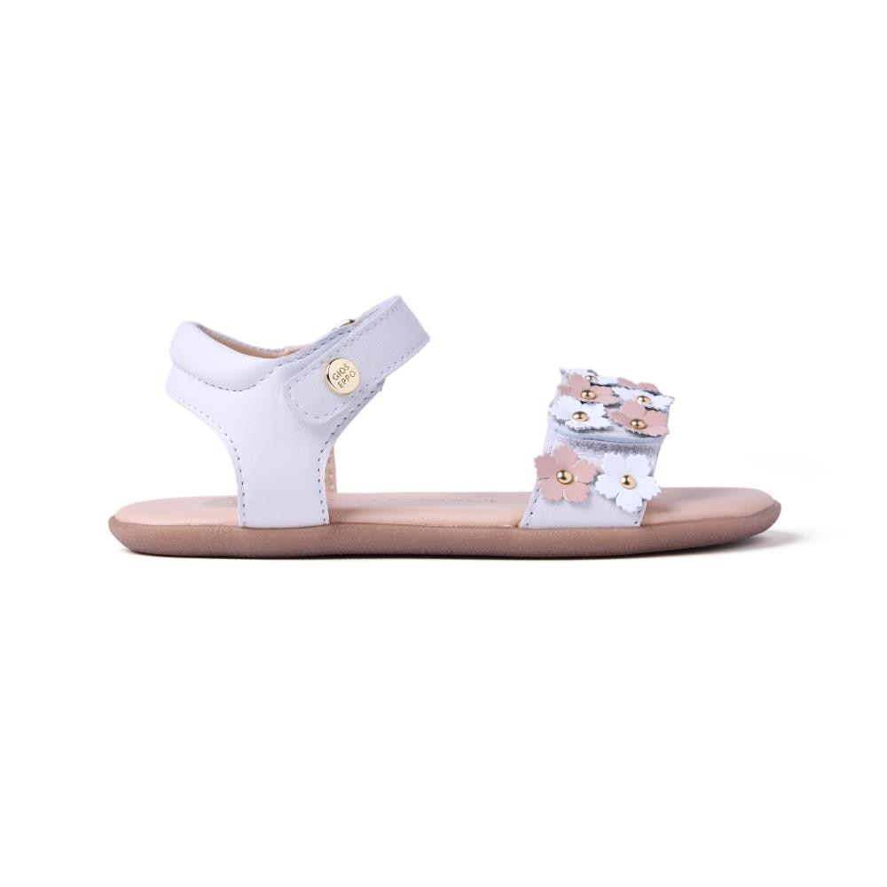 Gioseppo, Sandale din piele cu aplicatie cu model floral Loitok, Alb, 28 EU