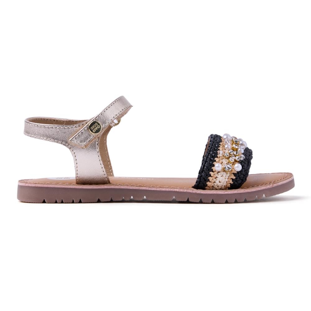 Gioseppo, Sandale din piele cu perle sintetice Solway, Auriu, 28 EU