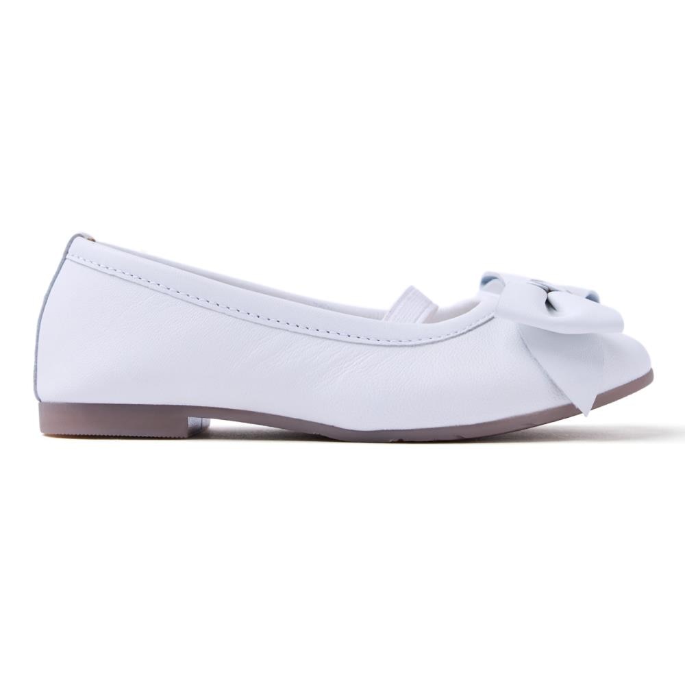 Gioseppo, Balerini din piele cu aplicatii cu funda, Alb, 39 EU