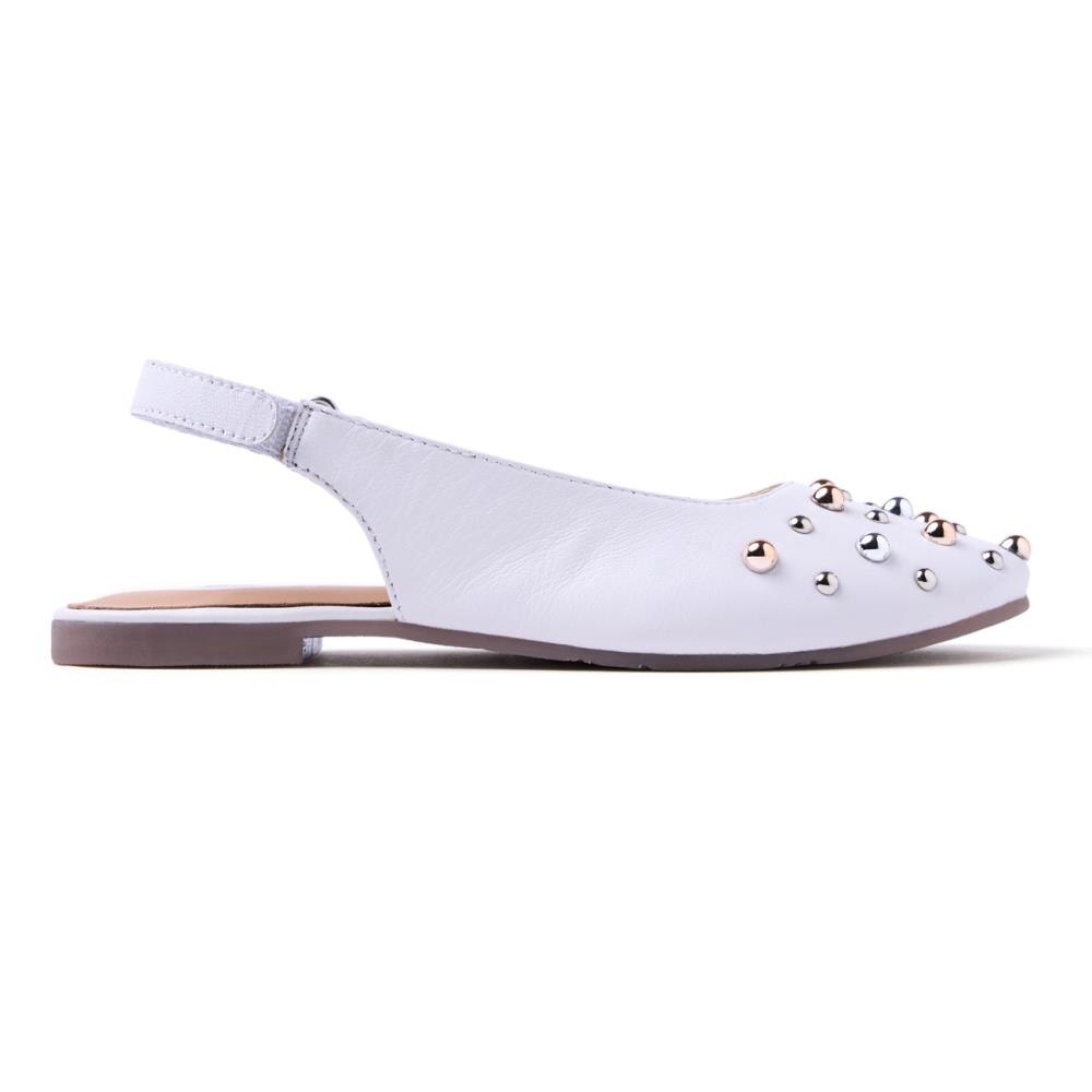 Gioseppo, Pantofi slingback din piele cu aplicatii cu nituri, Alb, 39 EU