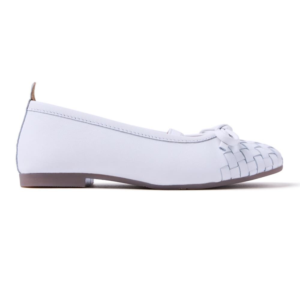 Gioseppo, Balerini din piele cu garnituri impletite, Alb, 32 EU