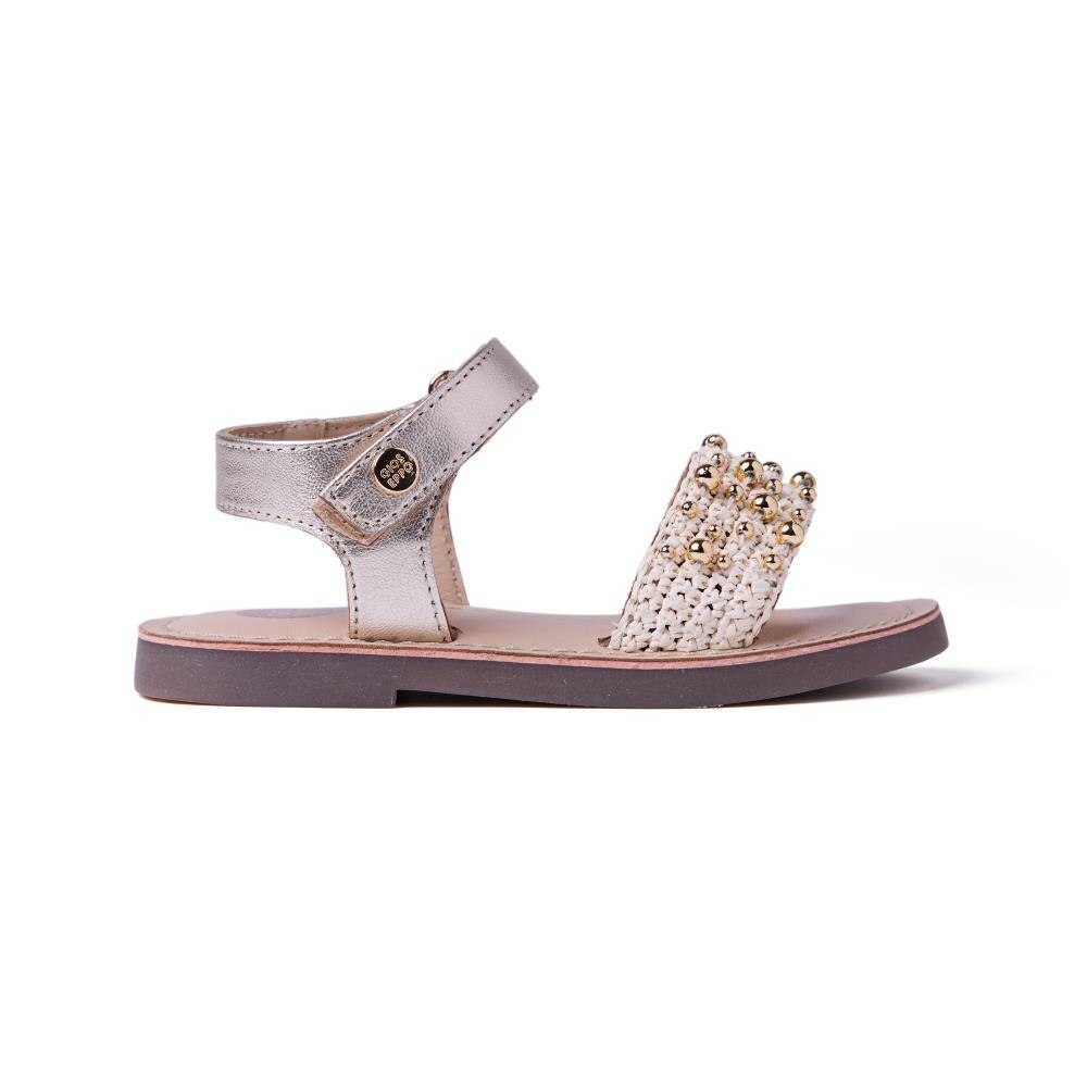 Gioseppo, Sandale din piele decorate cu margele, Auriu, 28 EU