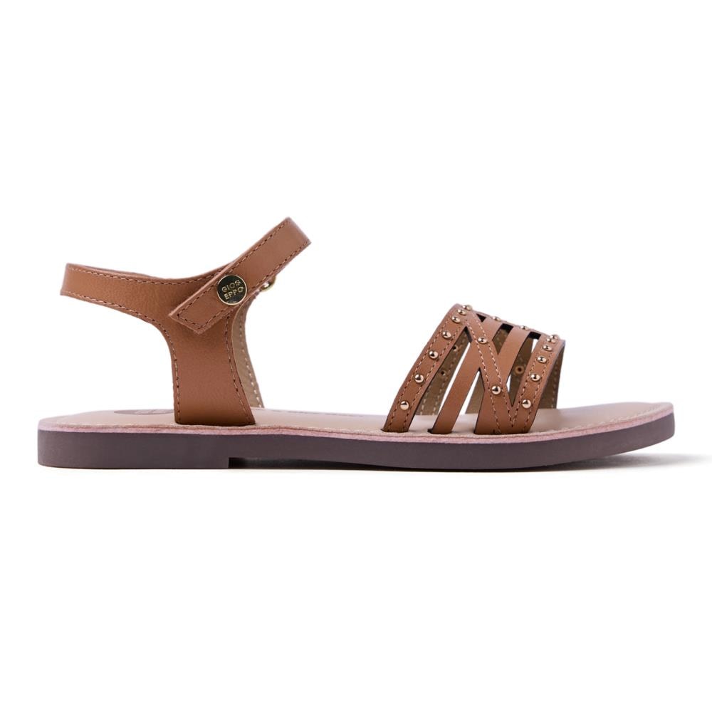 Gioseppo, Sandale din piele decorate cu tinte, Camel, 32 EU