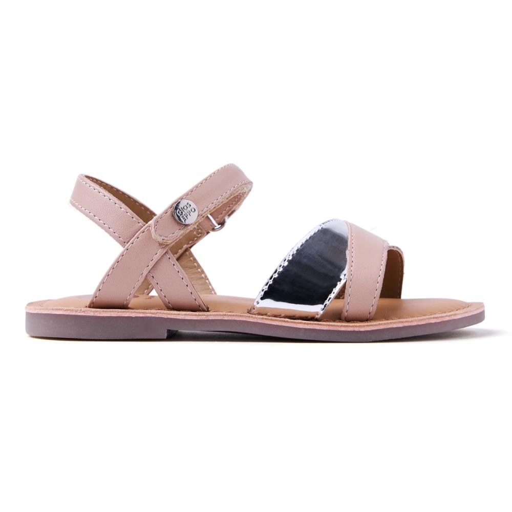 Gioseppo, Sandale din piele cu bareta cu aspect metalizat, Roz pastel, 31 EU