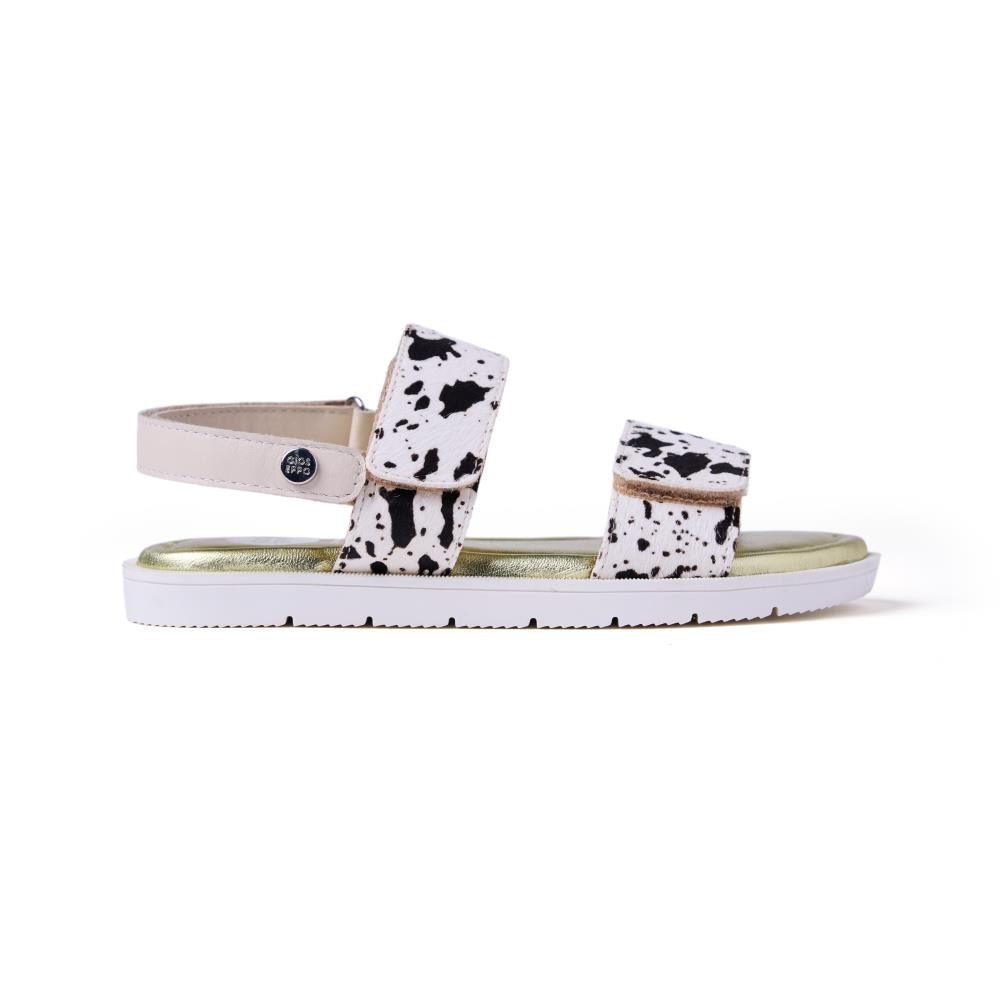 Gioseppo, Sandale din piele cu model animal print, Alb, Negru, 27 EU
