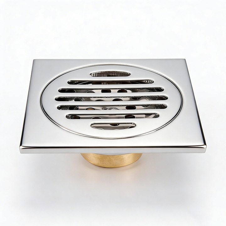 Sifon de podea YOUKUKE din otel inoxidabil, cu filtru, argintiu, 10x10cm