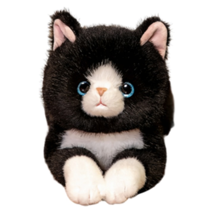 Плюшена играчка, черна котка, 20 cm, мека и удобна, подходяща за релаксация