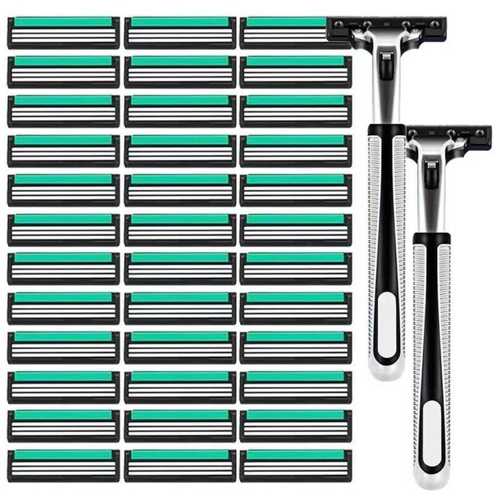 Set accesorii aparat de ras Geely, 3 lame din otel inoxidabil, maner ergonomic, trimmer de precizie, 3 cartuse de schimb