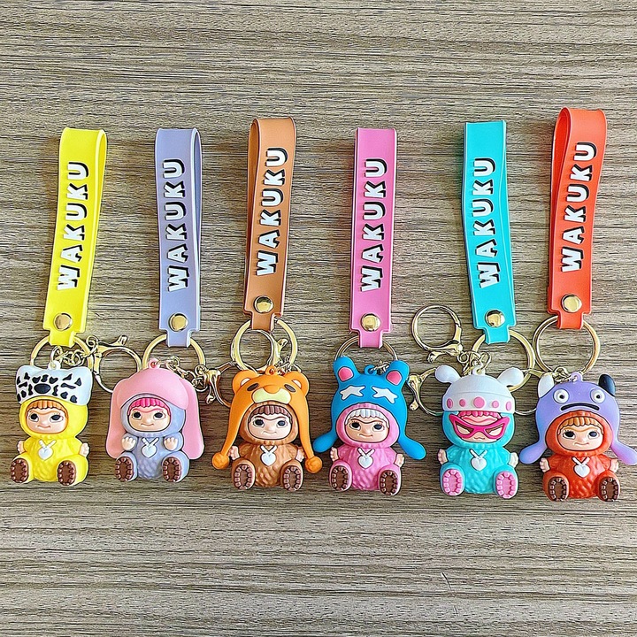 Brelocuri figurine colectibile WAKUKU, set de 6, multicolor, pentru decorare si cadou
