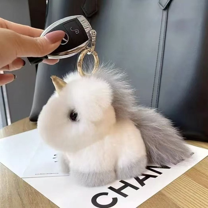 Breloc unicorn din plus, set cu emblema de unicorn, 12cm, roz, accesorii pentru geanta