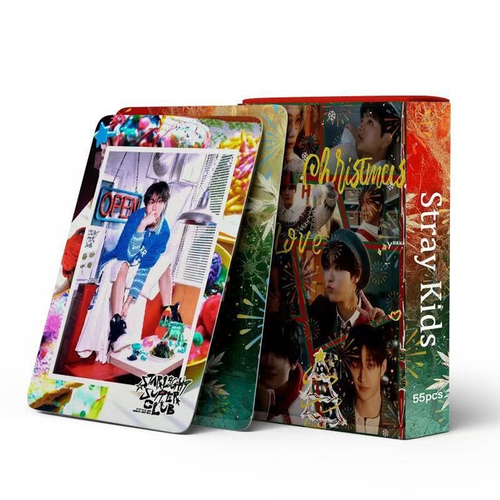 55 db-os Lomo KPOP-StrayKids kártyacsomag, színes, 57x88mm