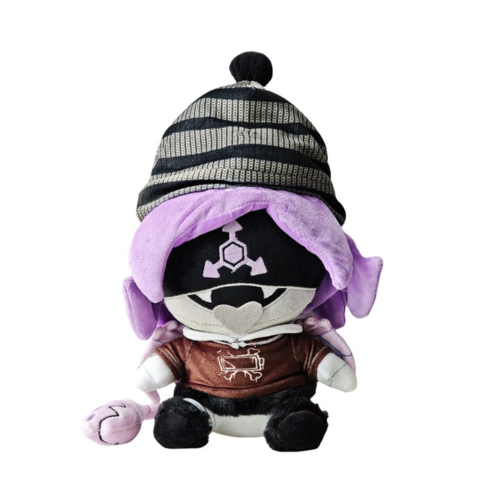 Jucarie de plus, fetita, detalii brodate, par mov, 25cm