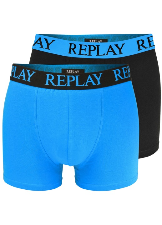 Set boxeri bărbătești Replay, negri și albaștri, mărimea S, 2 bucăți