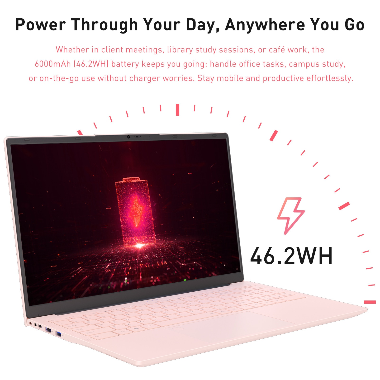 Laptop Auusda, Procesor AMD 3050E(pana la 2.8 GHz), 8GB RAM, SSD 512GB, Ecran IPS 15.6" FHD, Tastatura Iluminata, Windows 11 Pro, Roz