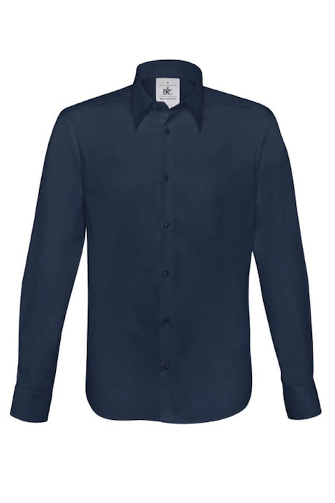 Camasa barbati B&C London poplin 135 g/m², maneca lunga, croiala cambrata, B&C - BCSM580, Albastru marin