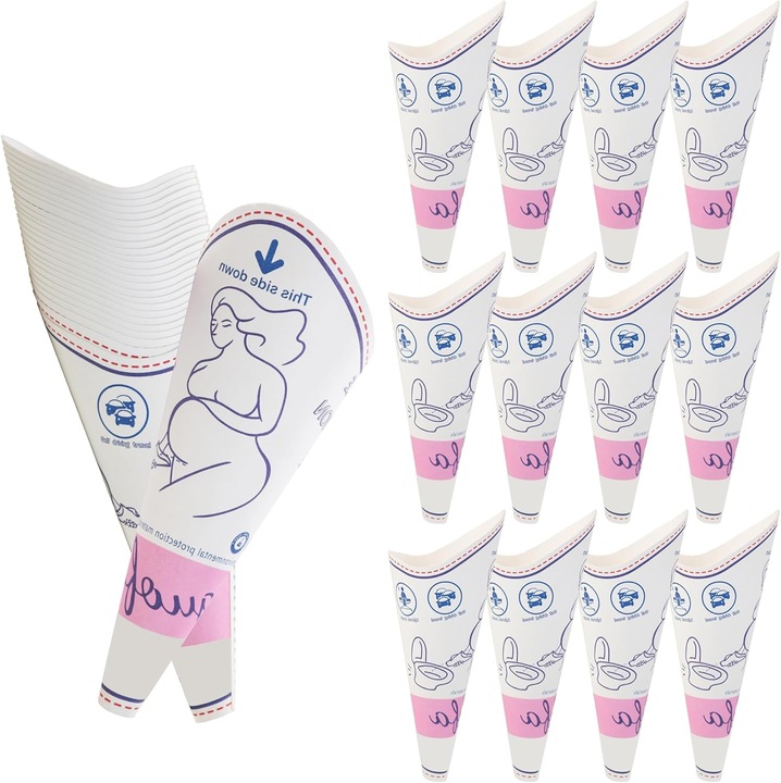 Palnie de urinat pentru femei, 50 bucati, ergonomice, alb, pentru calatorii, de unica folosinta