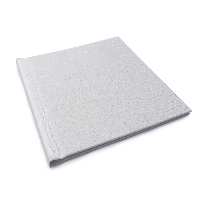 Album foto Peleman 15x15cm alb cu sclipici, material textil, capsare fotografie