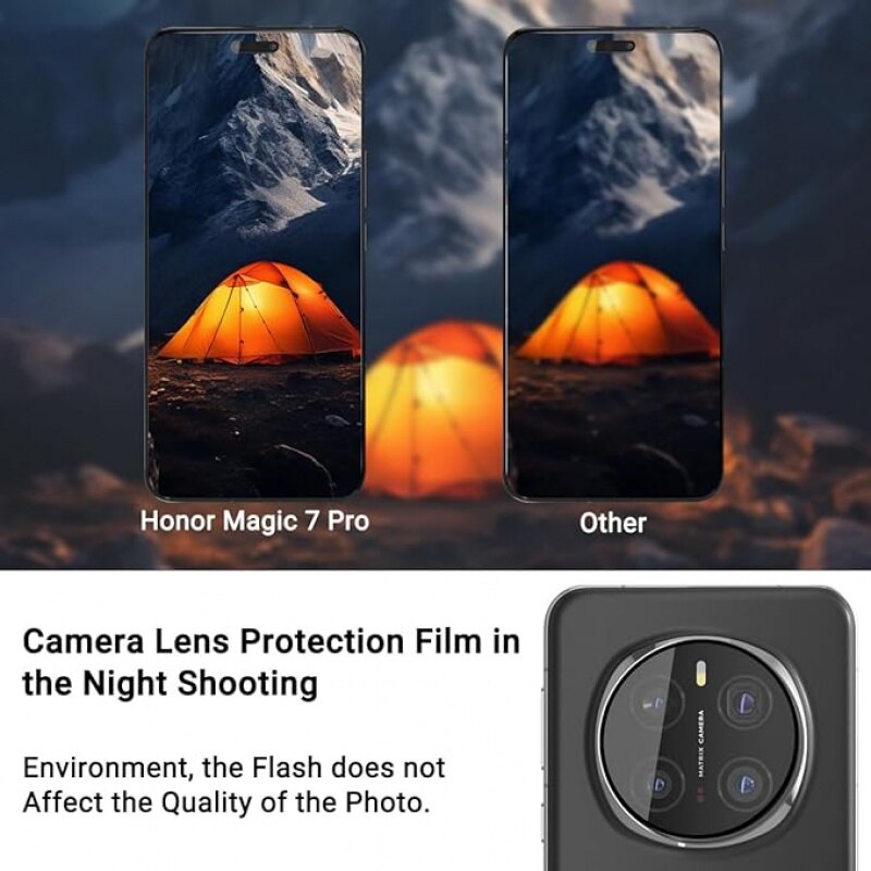 Set 2 Folii Protectie Camera Foto din Sticla Securizata 9H pentru Honor Magic 7 Pro, Transparenta, Anti-scratch