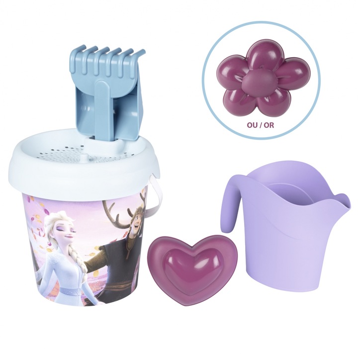 Galeata pentru nisip cu accesorii Frozen 17x17x35cm