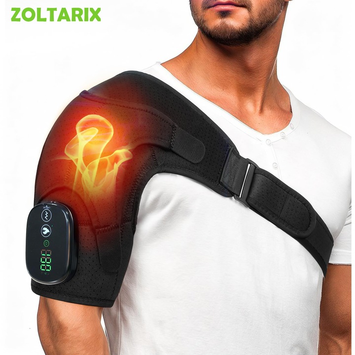 Термична поддръжка за рамо, ZOLTARIX, регулируема, 3 режима, черна, обиколка 68-149 см