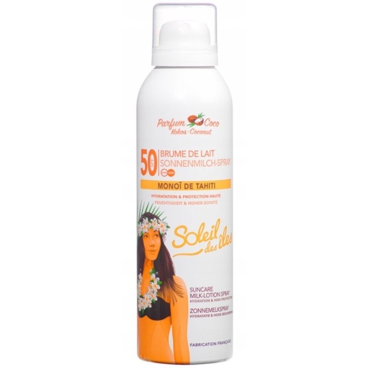 Soleil Des Iles Spray Protectie Solara SPF50, 150ml, Hidratant, Ulei de Monoi de Tahiti