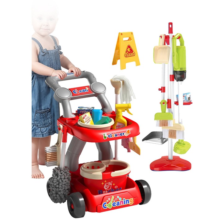 Set de curățenie pentru copii 19 piese, Forthcan, mop, mătură, multicolor, 3-6 ani