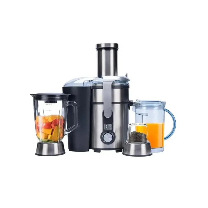 Storcator multifunctional 3in1 Gastroback, Digital Pro, storcator 1.25 litri, blender 1.5 litri, rasnita 150 g, protectie anti-picurare, vas gradat, duza scurgere, recipient termorezistent, zdrobire gheata, rasnire ingrediente grunjoase, inox