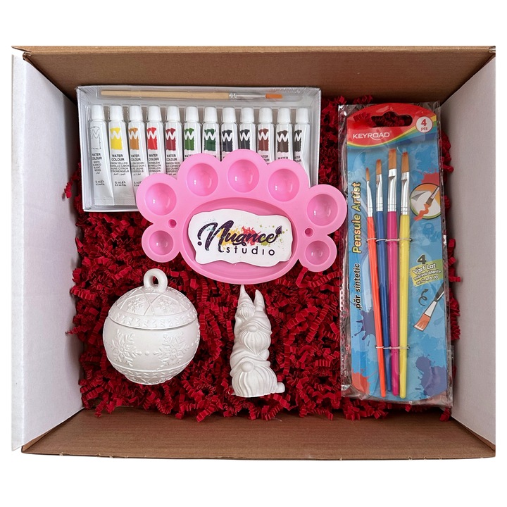 Set pictura figurine de ipsos Glob Magic Box si Trio Ho-Ho-Ho cu accesorii de pictura