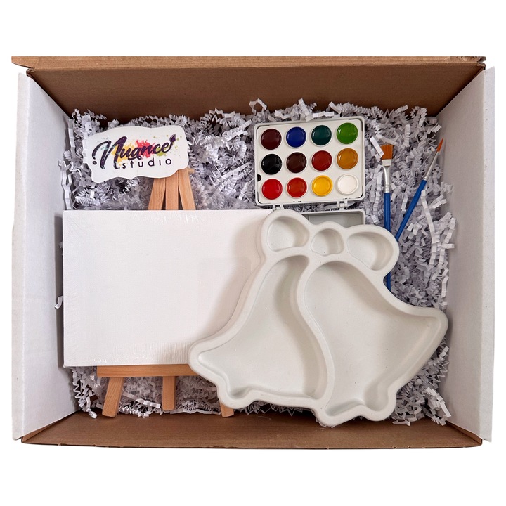 Set pictura figurina ipsos Zurgalai de Craciun si Mini Panza pe Sevalet cu accesorii de pictura