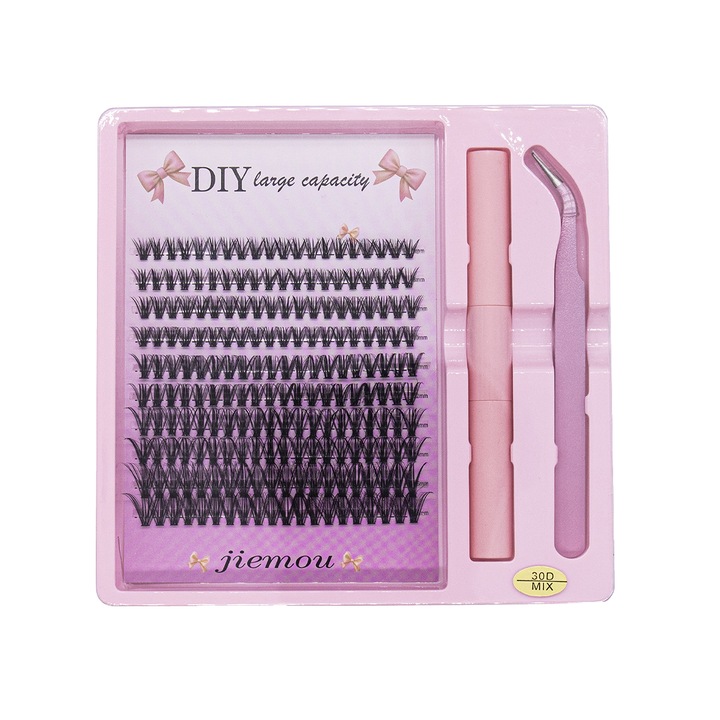 Set gene false Sackvis 200 buc 30D 8-16 mm, efect 3D, negru