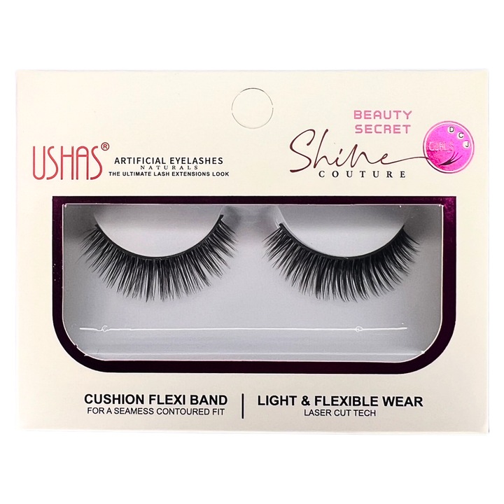 Gene false Ushas, fir sintetic, reutilizabile, culoare neagră, 1 pereche, model 03