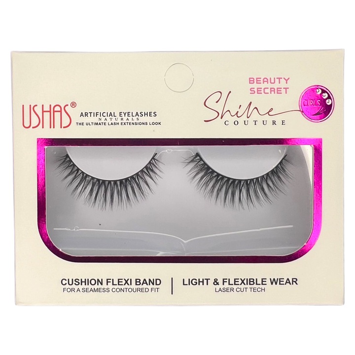 Gene false Ushas, fir sintetic, reutilizabile, culoare neagră, 1 pereche, model 04