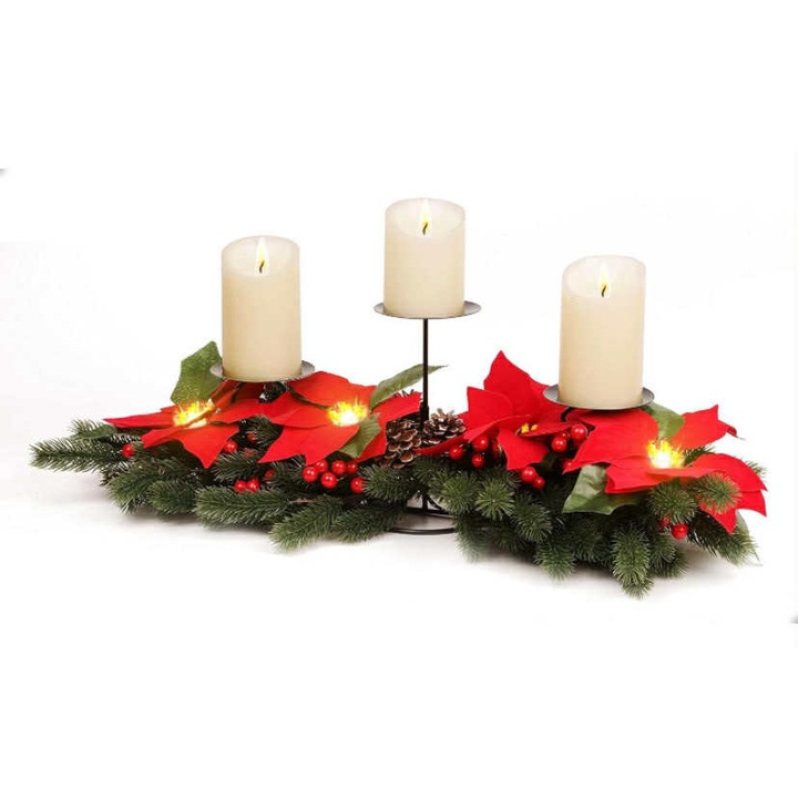 Suport de lumânări de Crăciun cu trei lumânări