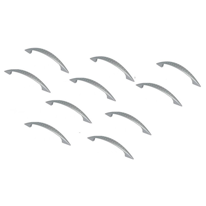 Maner metalic Noktali, 96 mm, finisaj aluminiu/set 10 bucati