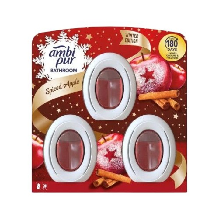 Odorizant de baie Ambi Pur, parfum condimentat cu mere, 3x8ml