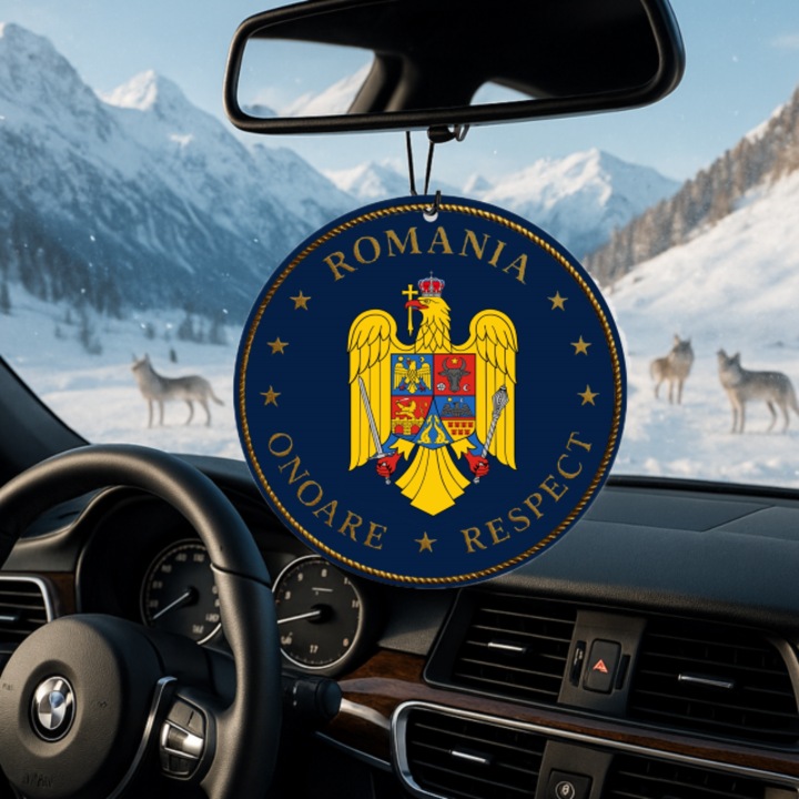 Odorizant auto Rexford, Romania la fiecare drum, design elegant, parfum Cologne, 9cm