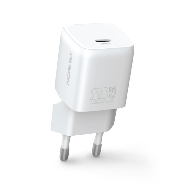 Incarcator de retea NORDIC 220V 30W, USB-C GaN, alb