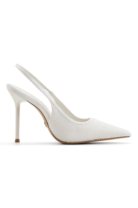 Aldo, Pantofi din piele ecologica cu toc si varf ascutit Pearlescent, Alb