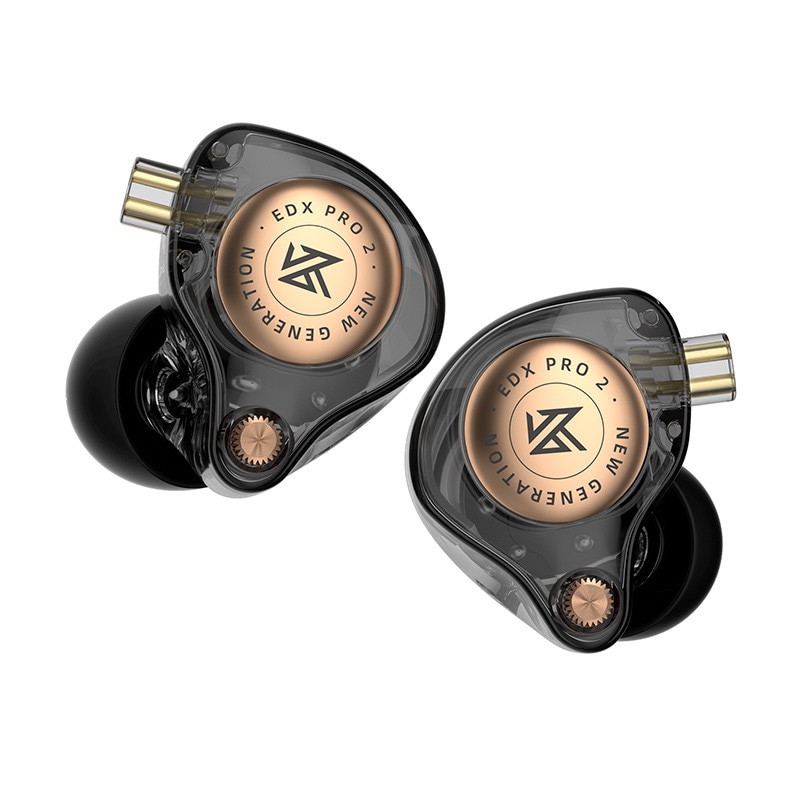 Casti IEM KZ EDX PRO 2, Super Dinamic Liniar Drive 1DD de 10mm, Cablu detasabil cu Jack 3.5mm, CU Microfon HD Dual, Negru