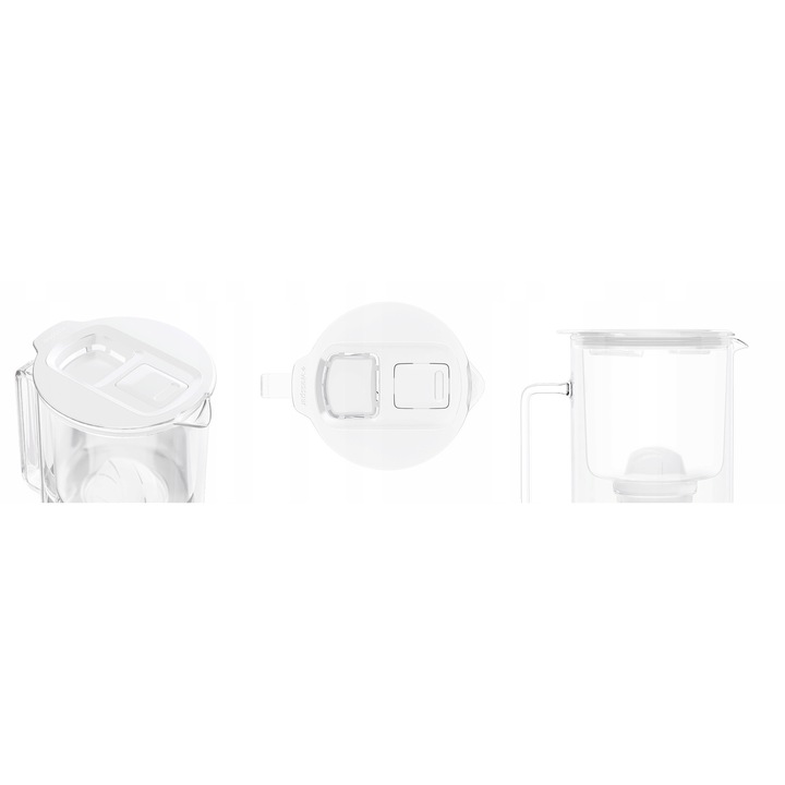 Cana filtranta Wessper D4 BOROSILICATE, sticla borosilicata, 2L met LED contor, BPA Free, set met 6 filtru de apa Aquaclassic, alb