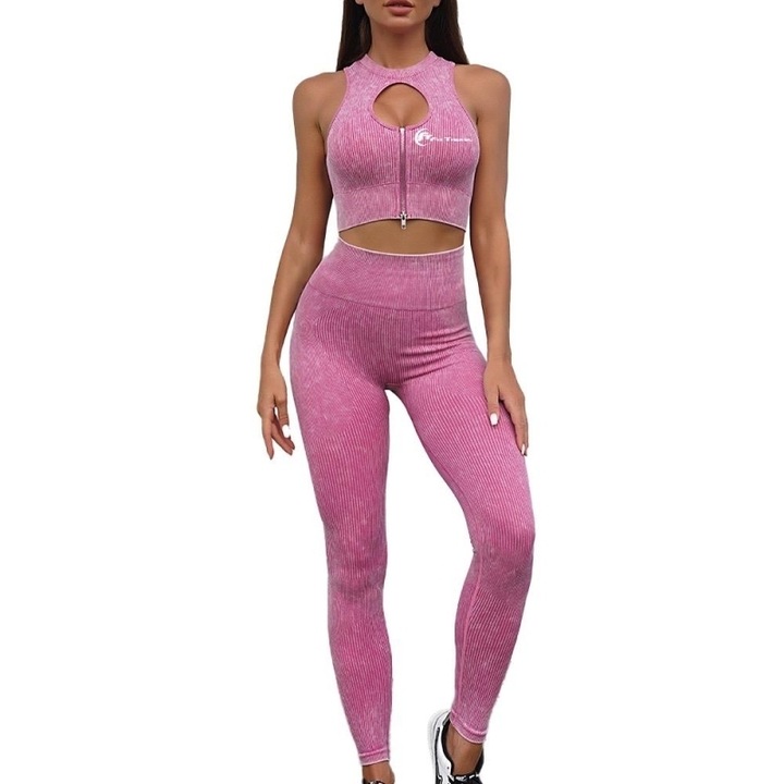 Set costum fitness FitTronic® Y330 pink, marimea S