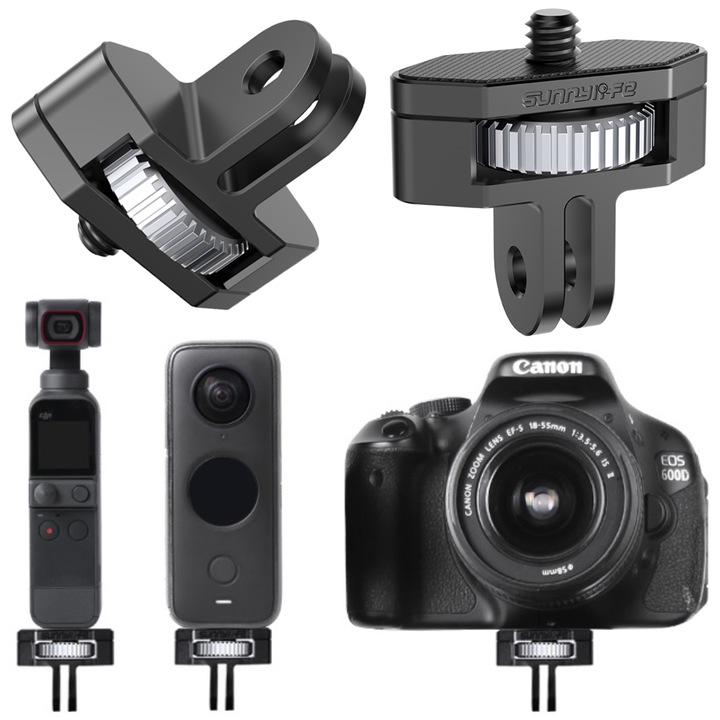 Suport 1/4'' cu rotire 360° Sunnylife pentru camere, set de prindere