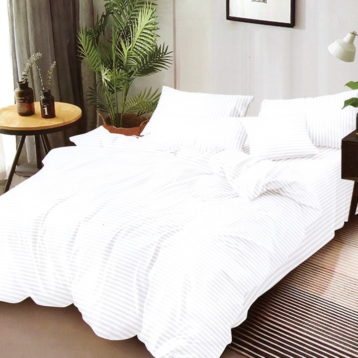 Elden Fehér Damaszt Dupla Ágynemű, Finet