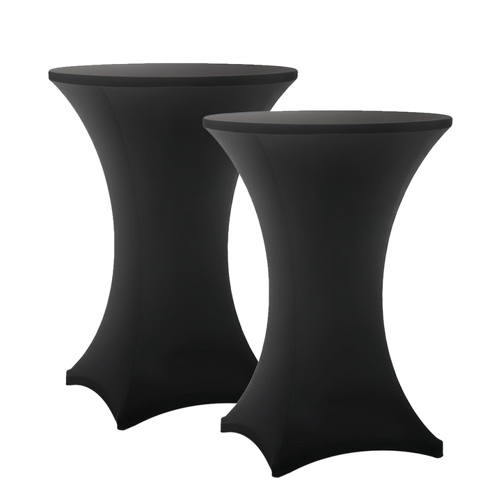 2 db koktál asztalhuzat készlet, asskanaer, Rugalmas asztalterítő, Kerek forma, Porálló, Könnyen fel- és levehető, Koktál asztalhoz, Vízálló, foltálló és színtartó, Spandex elasztikus, 80*110cm, Fekete