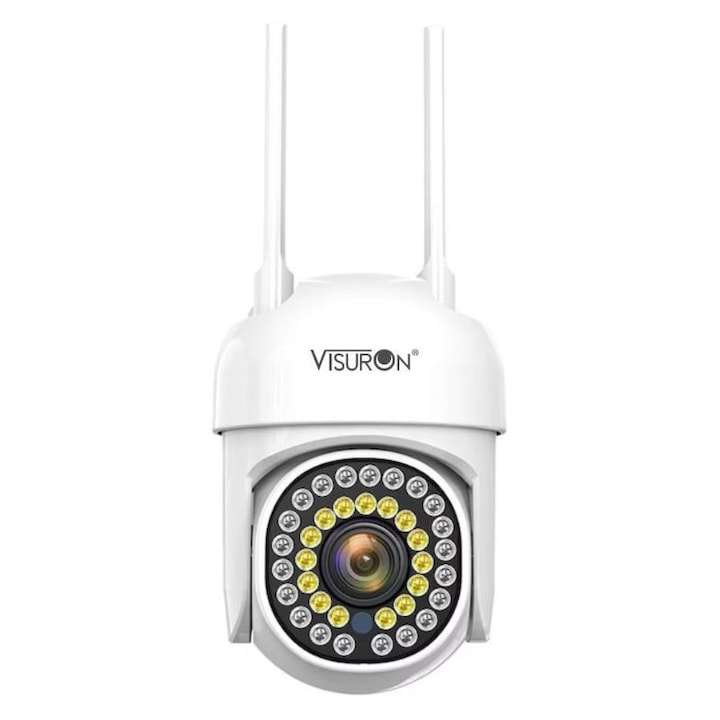 Set 5 Camere Supraveghere WiFi 3MP, IP66, PTZ 360°, Night Vision Full Color – Exterior/Interior + 5 Carduri 64GB, VISURON