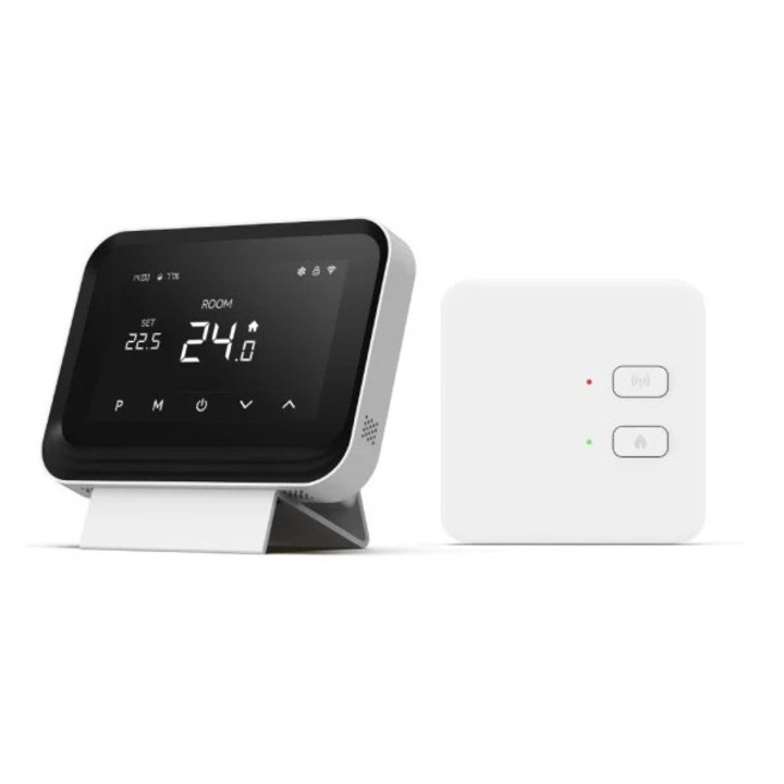 Termostat inteligent fara fir, cu WiFi, control prin Internet, pentru centrale termice, APP TuyaSmart