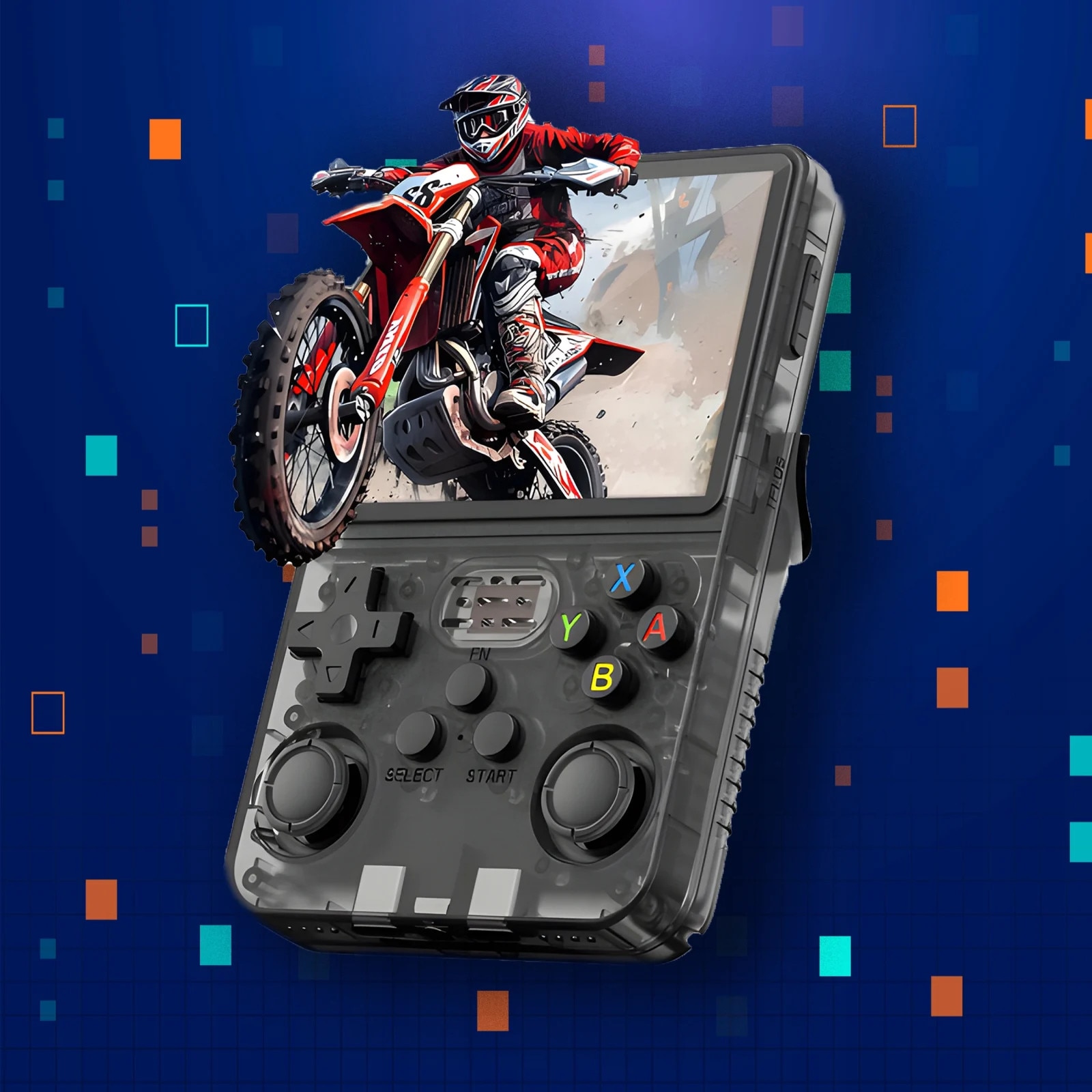 Consola portabila retro R36S, 64GB, peste 15000 jocuri clasice preinstalate, ecran IPS 3.5” HD, joystick dual 3D, Sistem original ArkOS 2.0, baterie 3500mAh, Gri